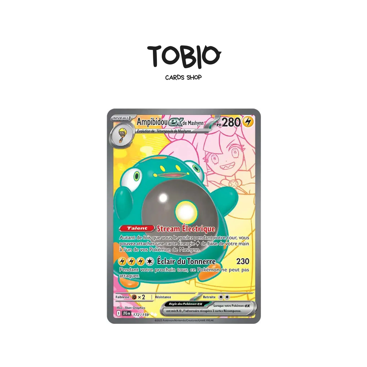 Carte Pokémon française Ampibidou ex de Mashynn Full Art 172/159 du set Aventures Ensemble