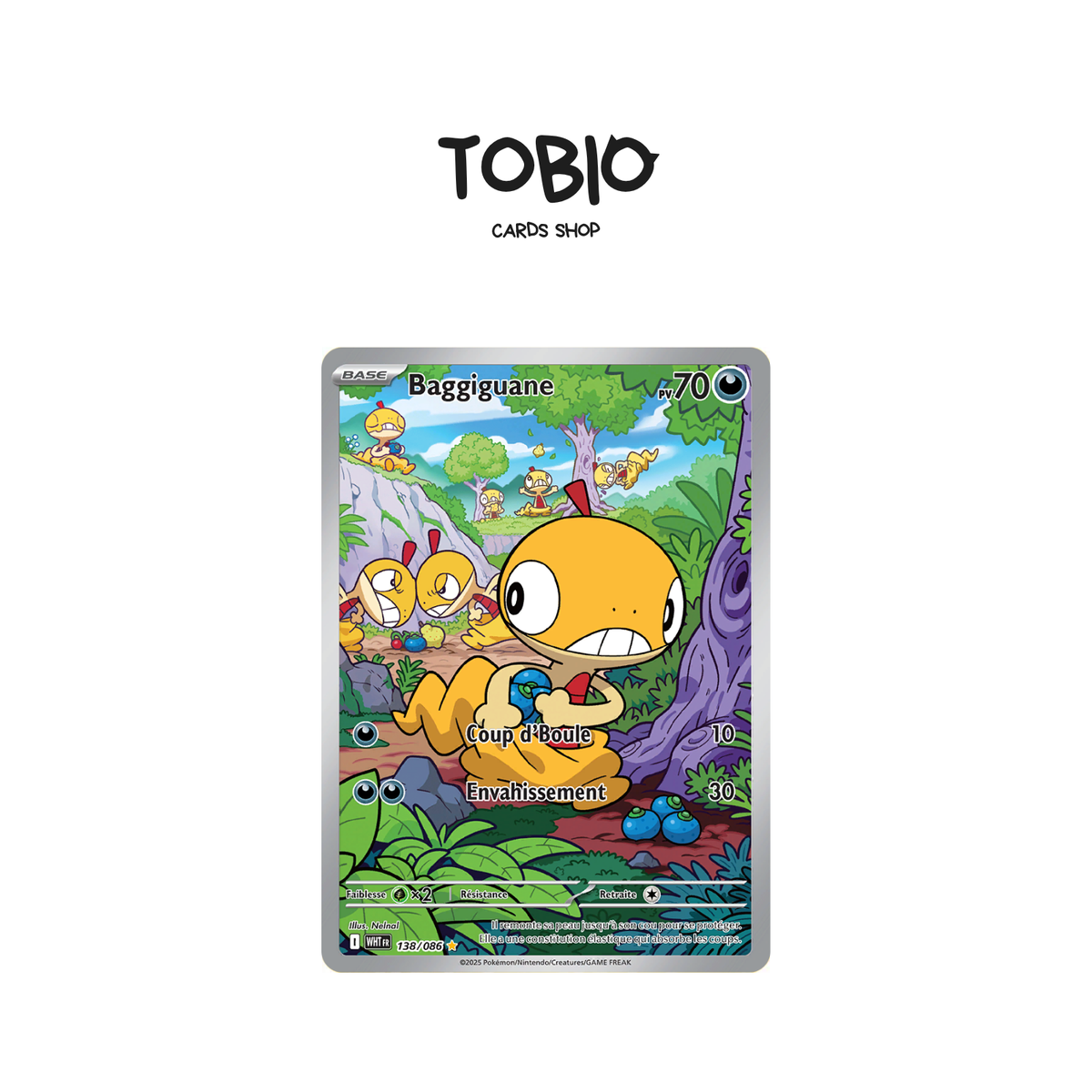 Carte Pokémon Baggiguane AR 138/086 de l'extension Flammes Blanches