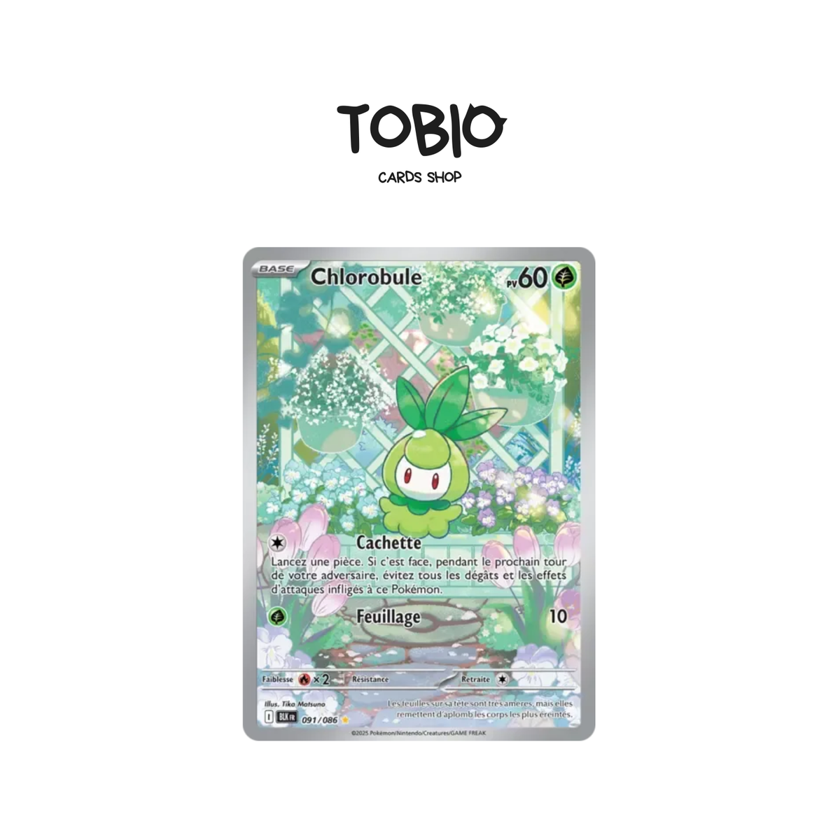 Carte Pokémon Chlorobule AR 091/086 illustration alternative issue de l'extension Écarlate et Violet – Foudre Noire (EV10.5)