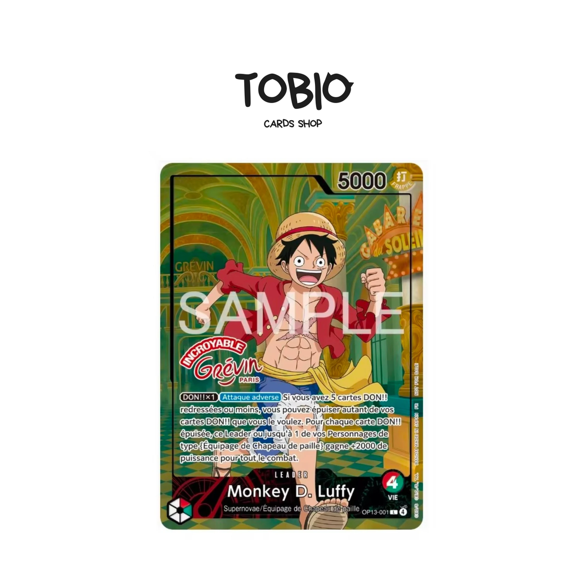 Carte promotionnelle One Piece Monkey D. Luffy OP13-001 Musée Grévin scellée