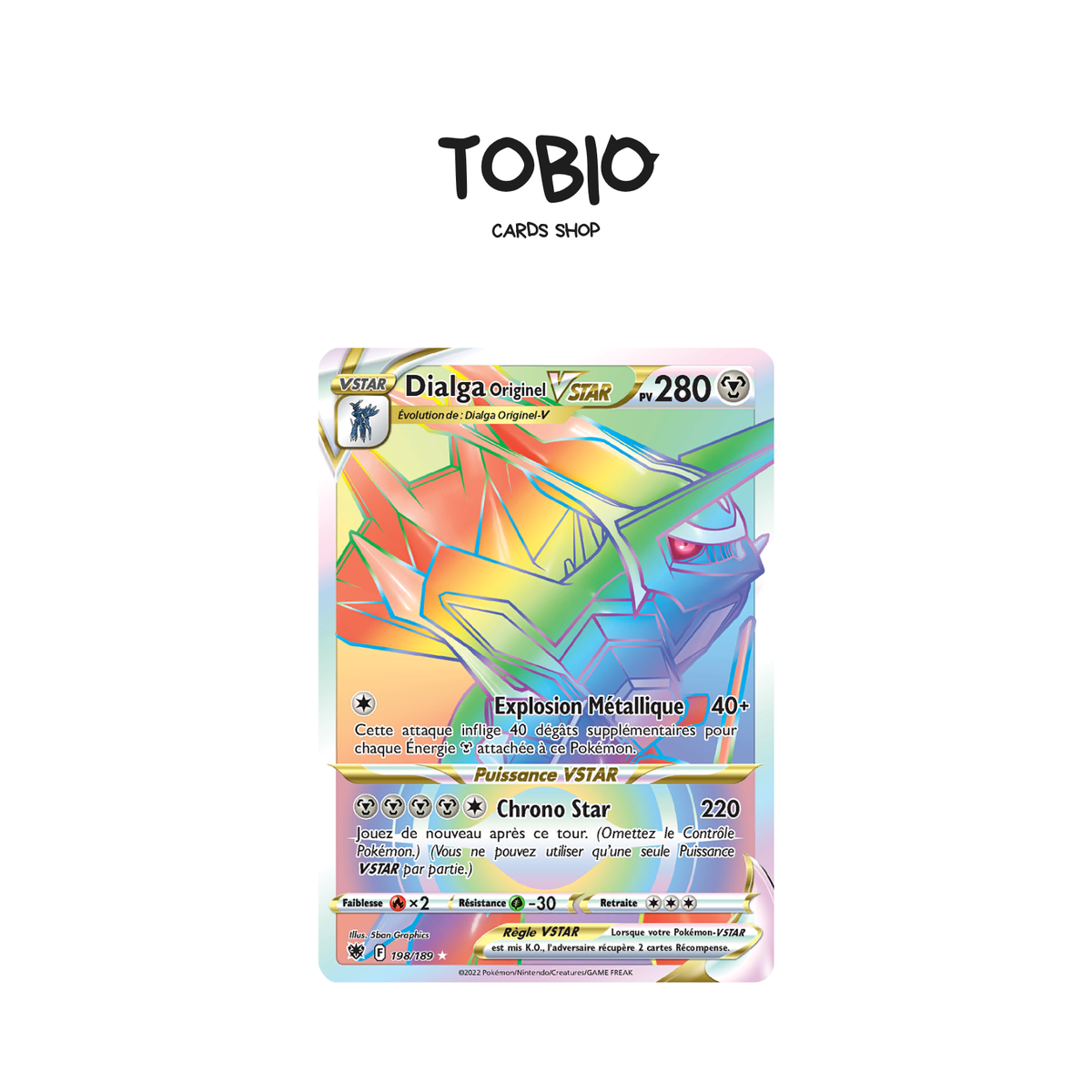 Carte Pokémon Dialga Originel VSTAR Rainbow 198/189 Astres Radieux
