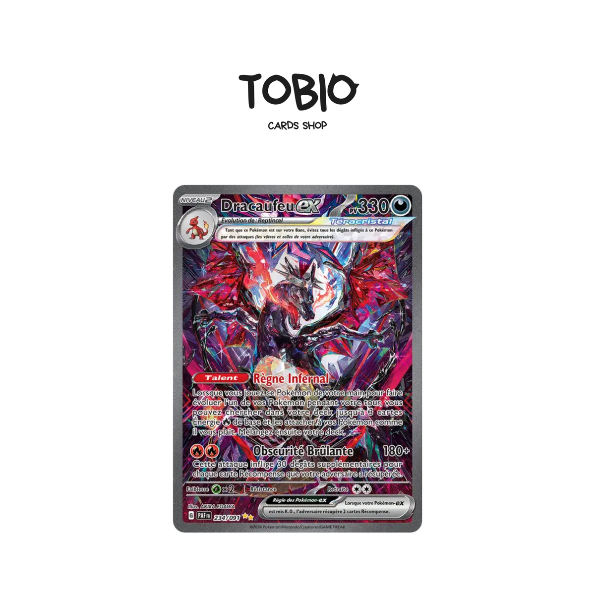 Carte Pokémon Dracaufeu EX Alternative 234/091 Destinées de Paldea