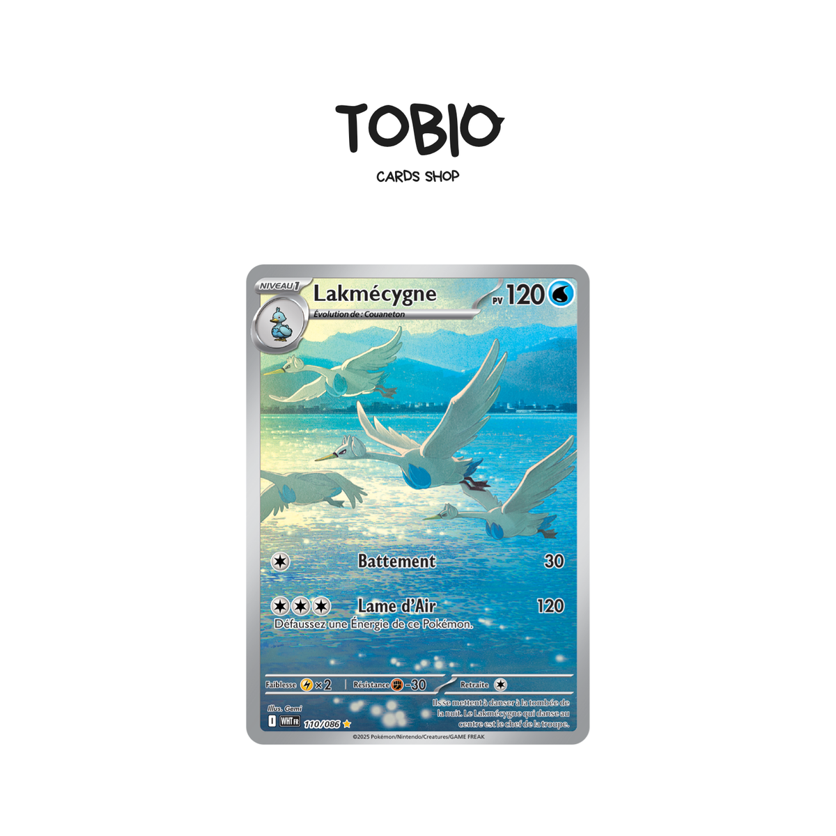 Carte Pokémon Lakmécygne AR 110/086 de l'extension Flammes Blanches