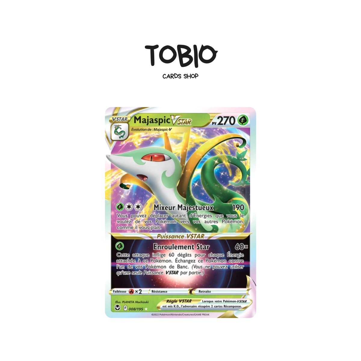 Carte Pokémon française Majaspic VSTAR 008/195 du set Tempête Argentée