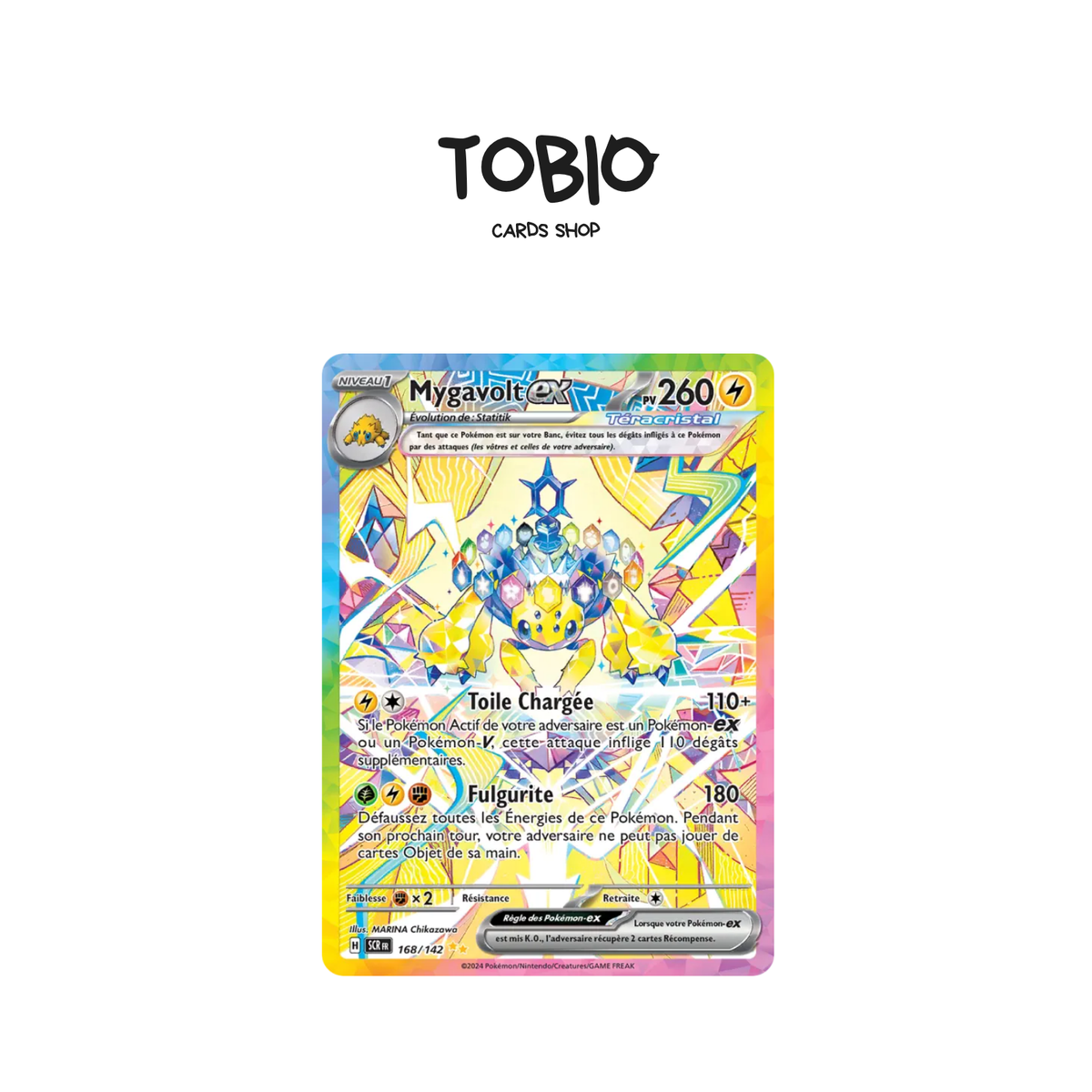 Carte Pokémon Mygavolt-ex alternative 168/142 de l'extension Couronne Stellaire
