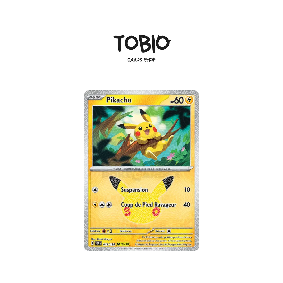 Carte Pokémon Pikachu Holo 19/30 30 ans
