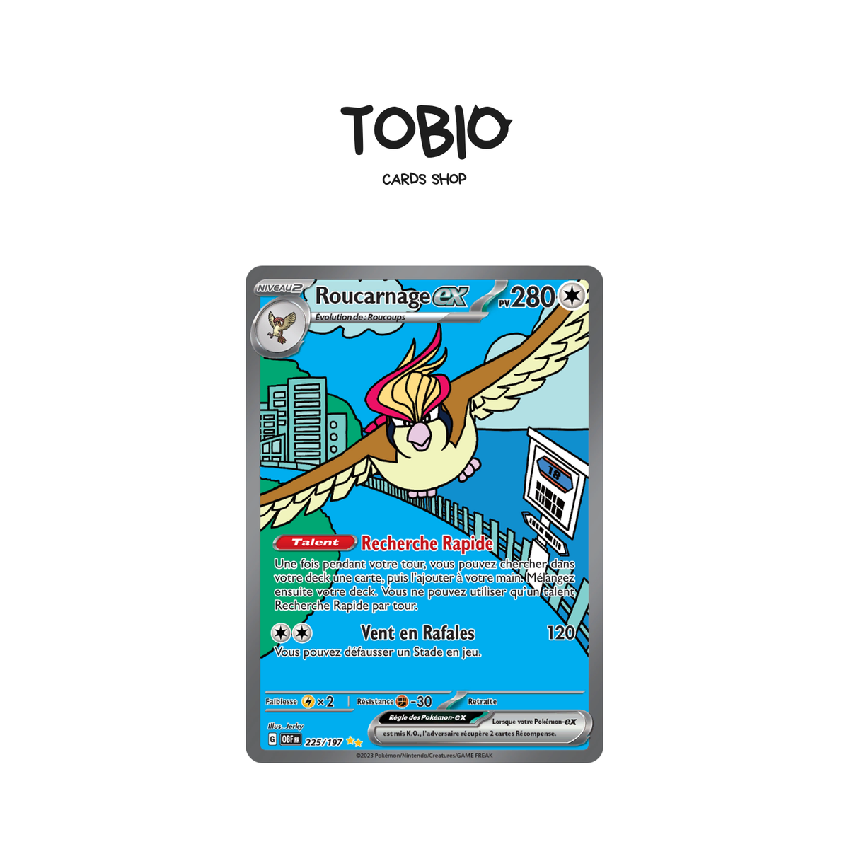 Carte Pokémon Roucarnage EX Alternative 225/197 Écarlate et Violet Flammes Obsidiennes